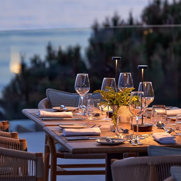 Cordless LED Table Lamp，Rechargeable Battery Desk Lamps, 3 Color Stepless Dimmable Metal Battery Table Lamps, Portable Table Light for Indoor/Outdoor/Restaurants/Bedroom/Bar