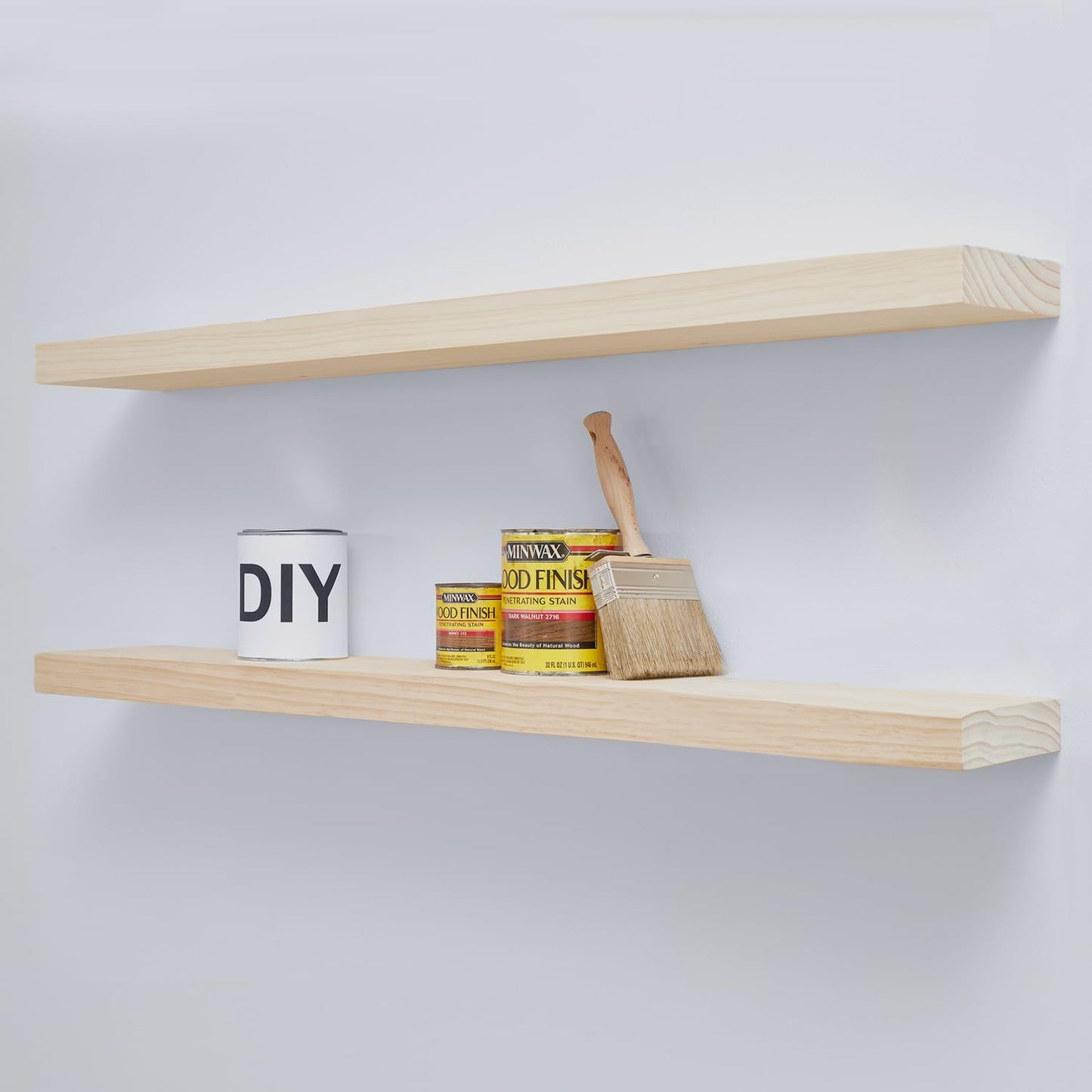 Homeforia 42 inch Wood Floating Shelf, High End Solid Natural Wood 42inch Large Floating Shelves for Wall Mounted, Unfinished Wooden Floating Shelves, Heavy Duty Bracket, 42 X 6.5 X 1.75 in, Set of 3