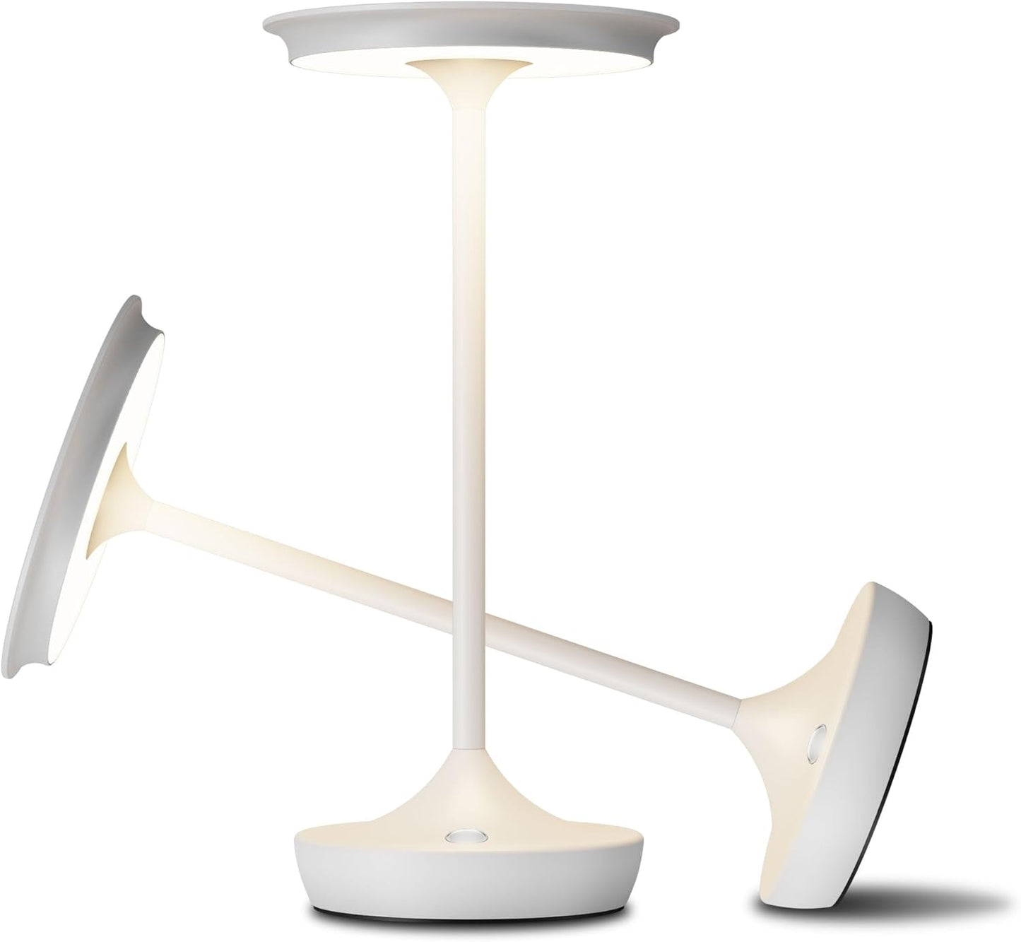 YHT Cordless Rechargeable Table Lamps, Portable 6000mAh Battery Desk Lamp Waterproof 3 Color Stepless Dimming LED Table Light with Memory Function for Outdoor/Dinning/Patio/Restaurant (White 2Pack)