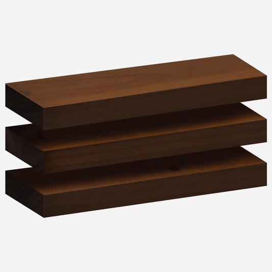 Homeforia Walnut 18 inch Floating Shelf, High End Solid Real Wood 18inch Floating Shelves for Wall Mounted, Dark Brown 18 inches Long Floating Shelves, Heavy Duty Bracket, 18 X 6.5 X 1.75 in, Set of 4