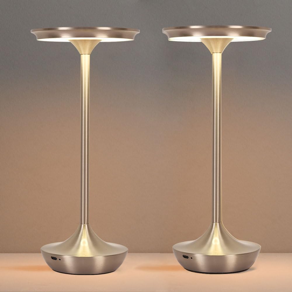 EJQ Cordless Table Lamp Rechargeable, 6000mAh Battery Operated LED Table Lights Outdoor Portable Touch Dimmable Table Lamp for Bedroom Patio Cofee Restaurant Dining Home Set of 2-Silver