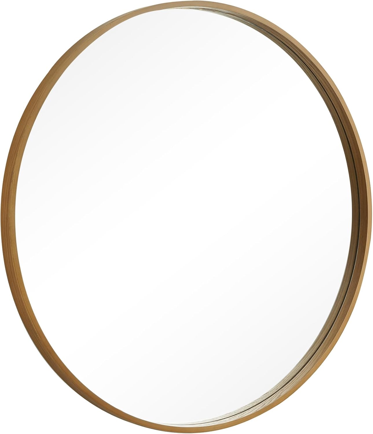 WallBeyond Round Wood Mirror, 32" Round Modern Decoration Large Circle Wall Mirror for Bathroom Living Room Bedroom Entryway, Natural
