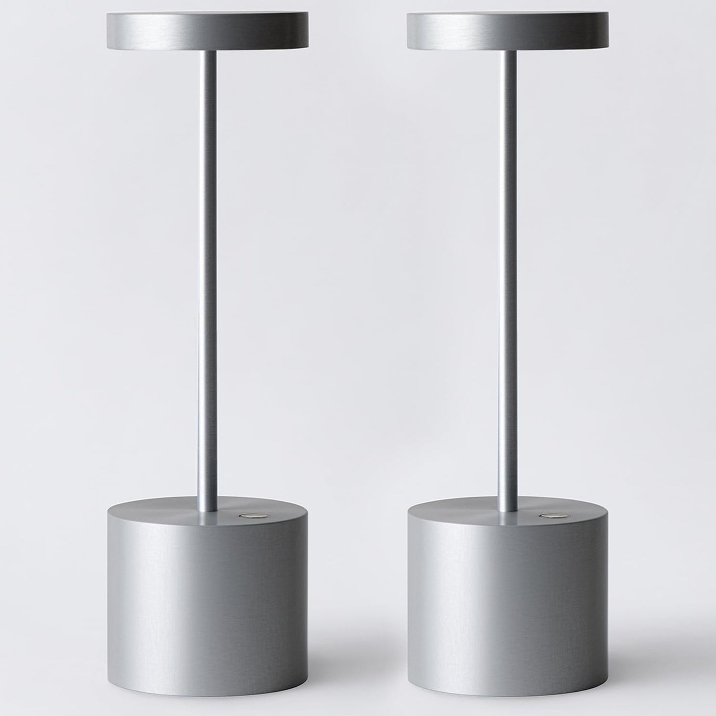 2 Pack Cordless Rechargeable Table Lamp, 3 Color Temperature & Dimmable, IP54 Waterproof Battery Operated Portable LED Light for Outdoor, Patio, Restaurant, Bedside, Shower(Silver)