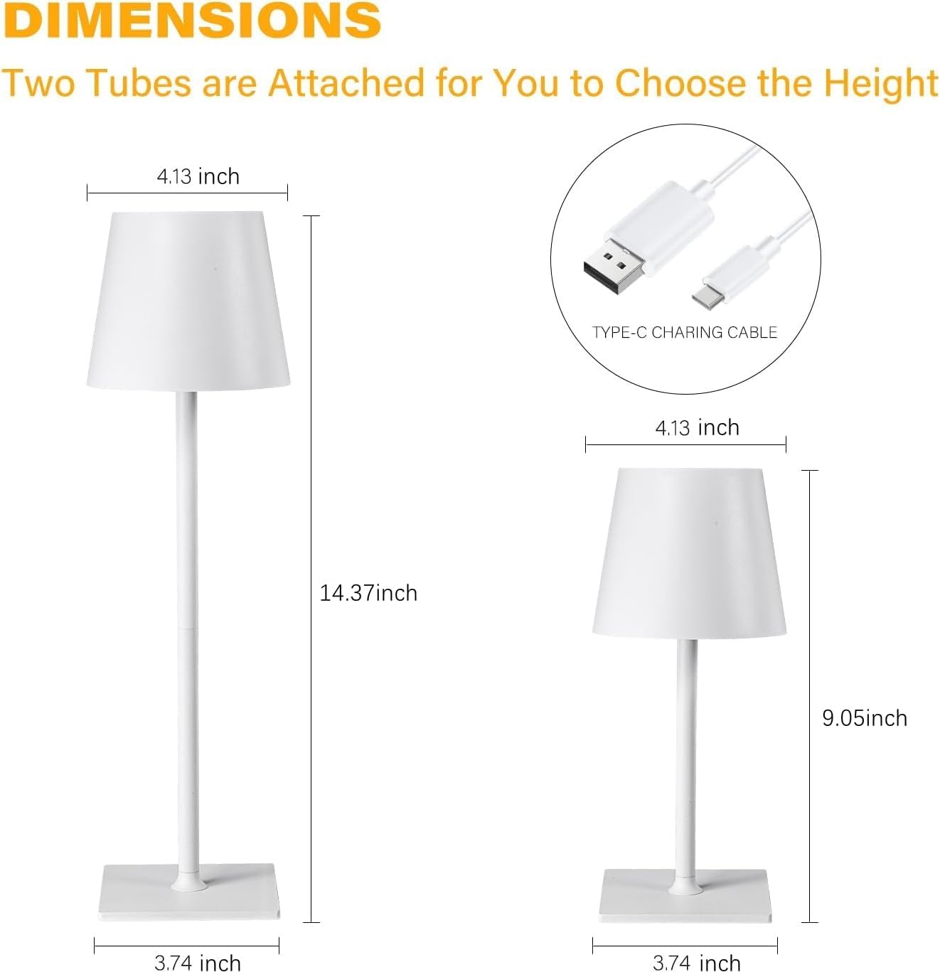 2 Pack Cordless Table Lamps, 3 Colors Stepless Dimming, 5000mAh Rechargeable Battery LED Desk Lamp for Bedroom/Couple Dinner/Desk/Cafe/Dining Room/Terrace