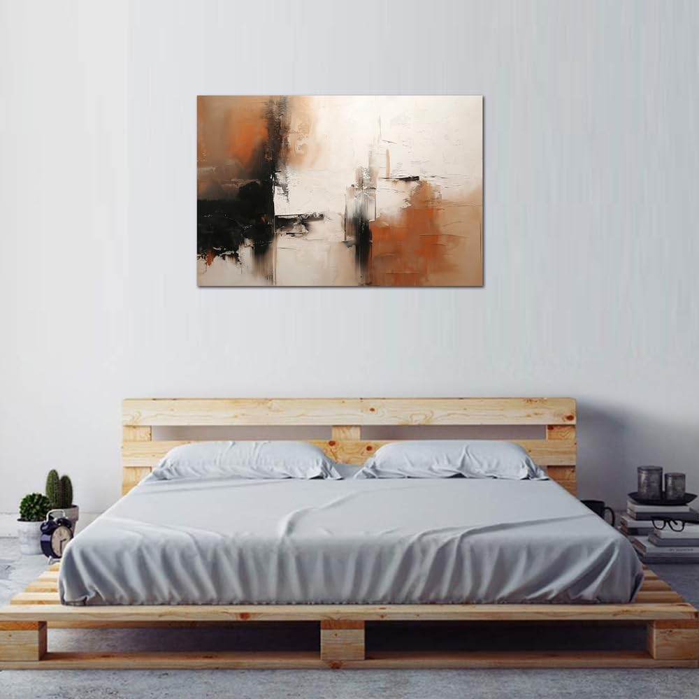 Black and White Canvas Wall Art Decor for Living Room Large Abstract Wall Art Pictures for Bedroom Brown Artwork Painting Large Modern Canvas Print for Home Office Decorations (32x48inches)