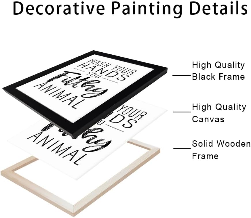 Black and White Bathroom Decor Wall Art Bathroom Decor Signs Black Framed Canvas Art Kid's Washroom