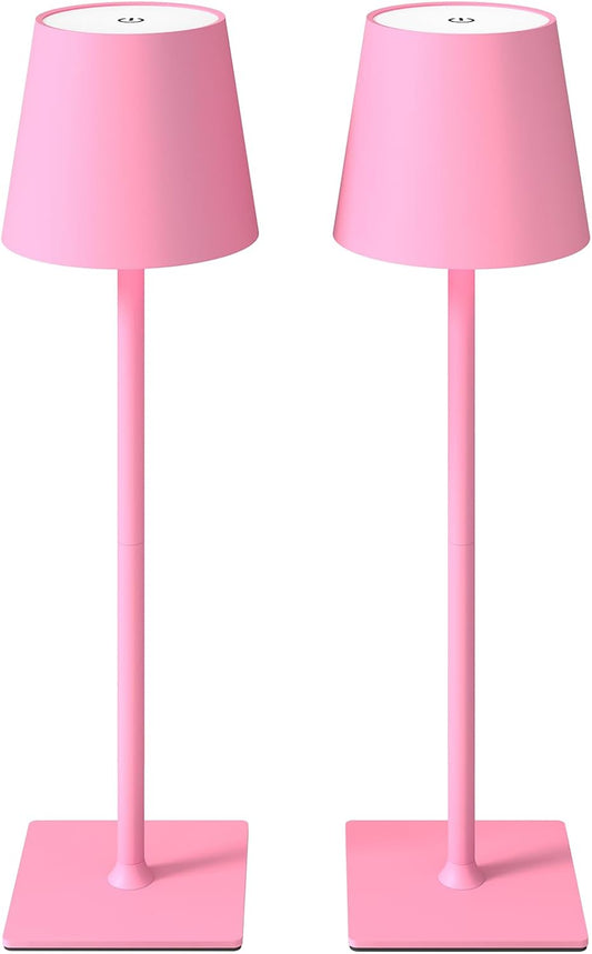 2 Pack Cordless Table Lamps, 3 Colors Stepless Dimming, 5000mAh Rechargeable Battery LED Desk Lamp for Bedroom/Couple Dinner/Desk/Cafe/Dining Room/Terrace