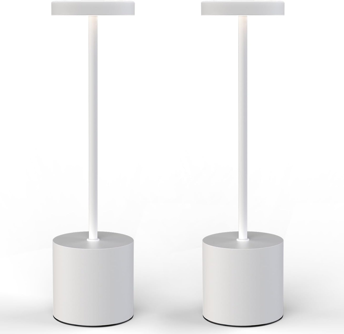 Cordless Table Lamps Rechargeable Set of 2, Portable LED Desk Lamp, 5000mAh Battery Powered Wireless Table Light - 3 Color Dimmable Lighting for Restaurant Dining Patio Outdoor Bedroom(White)