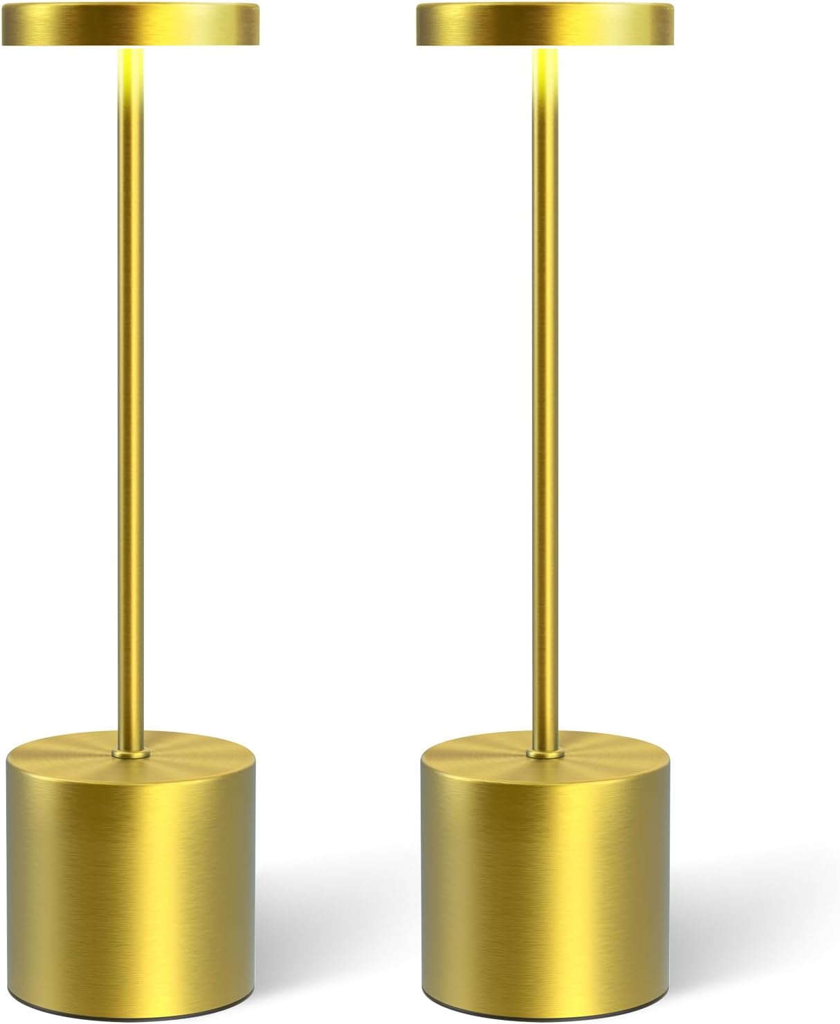 Cordless Table Lamps Rechargeable Set of 2, Portable LED Desk Lamp, 5000mAh Battery Powered Wireless Table Light - 3 Color Dimmable Lighting for Restaurant Dining Patio Outdoor Bedroom(Gold)