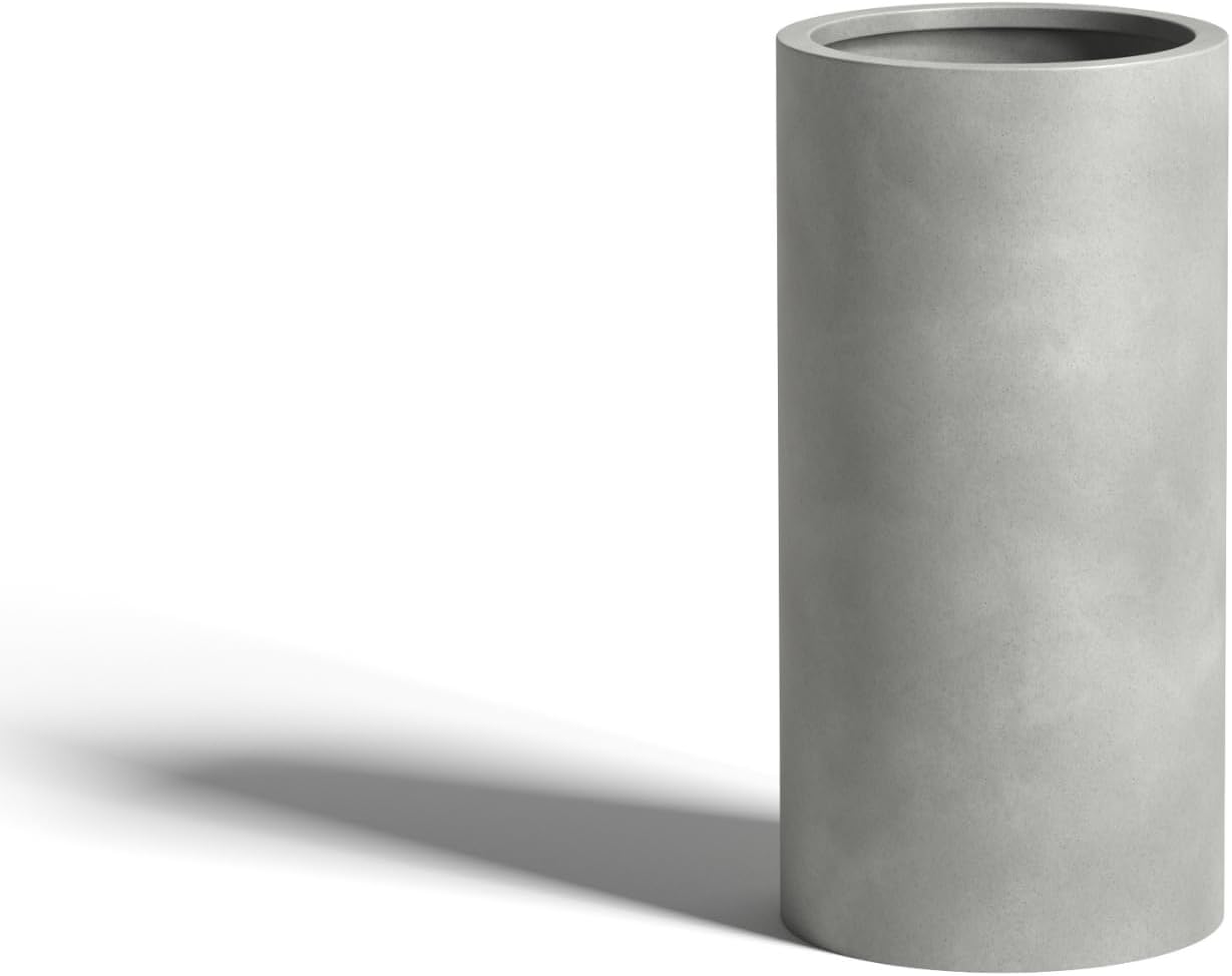 DTY Signature Mount Oxford Tall Outdoor Planter - Medium Gray 23.6 Inch Height Modern Tall Planter Pot for Indoor & Outdoor Spaces - Stylish Planter for Contemporary Homes and Gardens