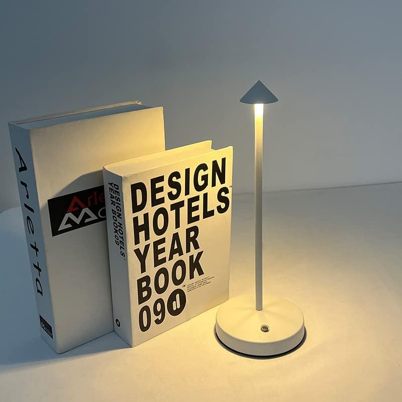 2 PACK Cordless Lamps,Battery Rechargeable Table Lamp,Portable Lamps,2 Level Brightness Dimmable Night Light,Minimalist Design,Cordless Table Lamps for Living Room/Restaurant/Couple Dinne(White)