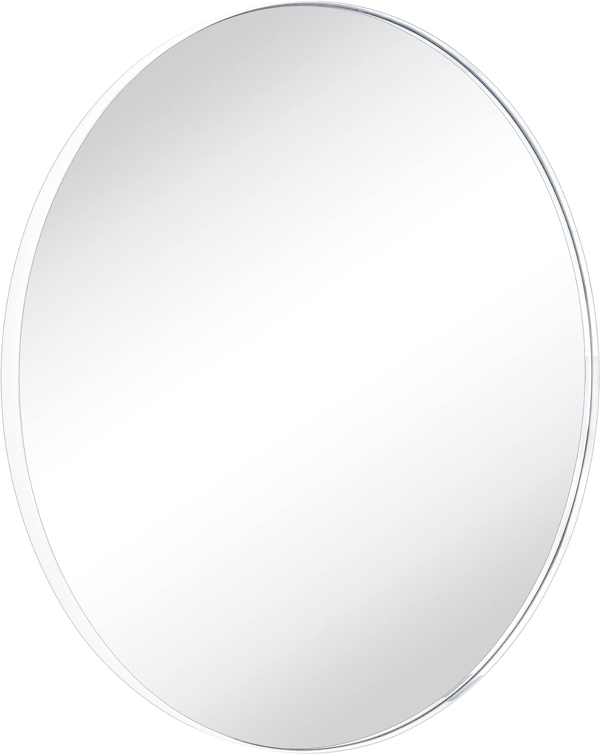 TEHOME 30 inch Chrome Round Polished Silver Circular Round Mirror for Bathroom Vanity, Entryway, Dresser or Mantel