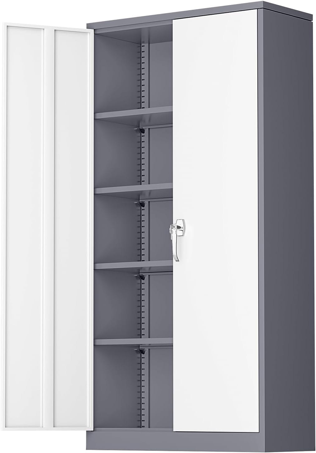 Greenvelly Metal Storage Cabinet with 2 Doors and 4 Adjustable Shelves,72" Locking Metal Garage Cabinet, Steel Tool Cabinets, Lockable Filling Cabinet for Home, Office, Garage, School(36" W x 18" D)