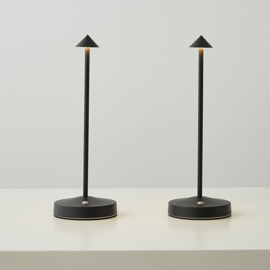 2 PACK Cordless Lamps,Battery Rechargeable Table Lamp,Portable Lamps,2 Level Brightness Dimmable Night Light,Minimalist Design, Cordless Table Lamps for Living Room/Restaurant/Couple Dinner(Black)