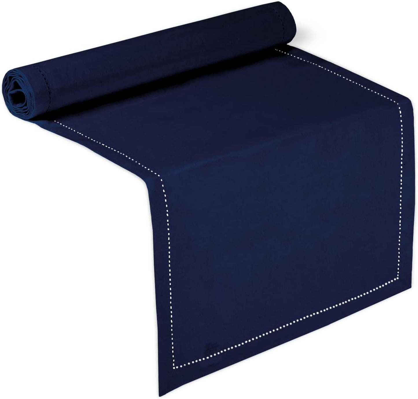 Encasa XO Dining Table Runner 13"x59" | Pure Cotton Hemstitched Design | Scotch Blue - Machine Washable