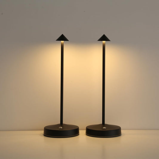 Rechargeable Cordless Table Lamp,3000mAh Battery Operated Table lamp,Portable LED Touch 2 Levels Brightness Dimmable Bar Lamp,Battery Powered Lamp for Bars,Restaurant,Living Room(2 Pack)