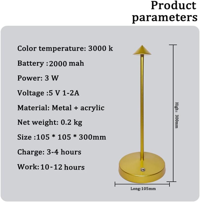 Cordless Table Lamps,Rechargeable Led Touch Bar Lamp,Portable Battery Operated Lamps,Dimmable Small Table Lamps,Minimalist Design,for Living Room/Restaurant/Couple Dinner/(Gold)