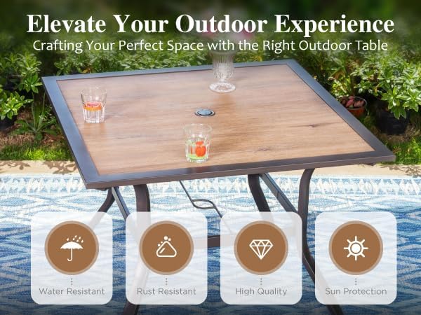 HERA'S HOUSE 5 Pieces Patio Dining Set, Outdoor Dining Set for 4, 4 x Textilene All Weather Dining Chair, 1 x 37 Square Dining Table, for Lawn Garden Backyard