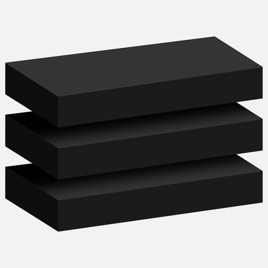 Homeforia Floating Shelf Black 12 inch, High End Solid Real Wood Small 12inch Floating Shelves for Wall Mounted, Black Wooden 12 in Floating Shelves, Heavy Duty Bracket, 12 X 6.5 X 1.75 inch, Set of 3