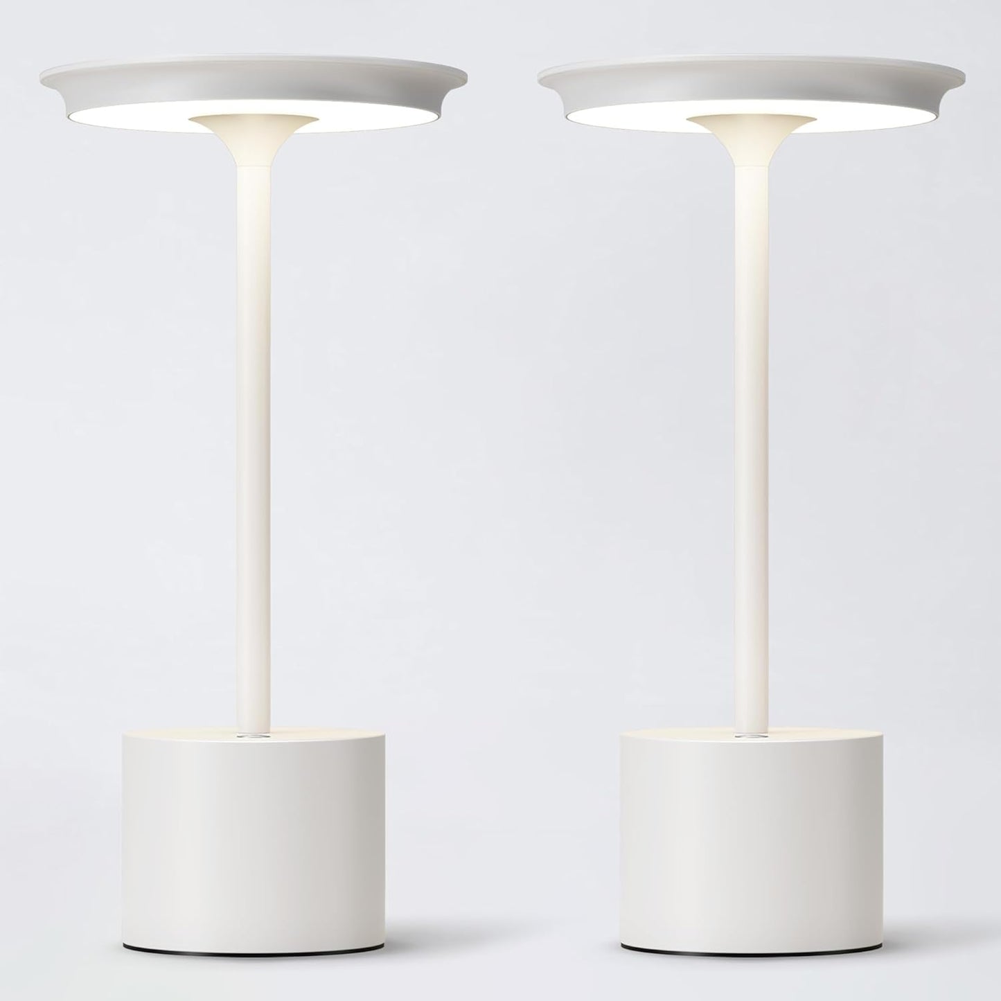 2Pack Cordless Table Lamp, Portable Rechargeable 6000mAh Outdoor Table Lamp, 3 Color Stepless Dimming Battery Powered Lamp, LED Table Light for Dinner/Bedroom/Restaurant/Outdoor (White)