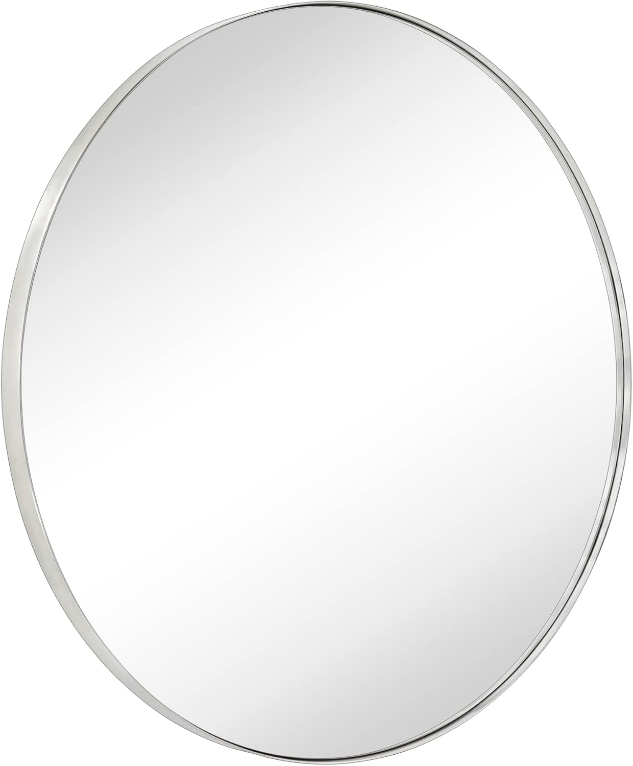 TEHOME 30 inch Brushed Nickel Round Brushed Silver Circular Round Mirror for Bathroom Vanity, Entryway, Dresser or Mantel