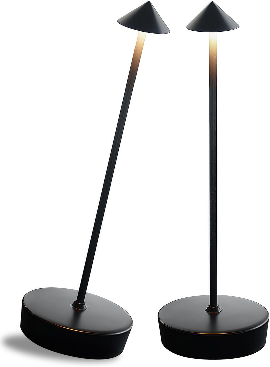 2 Packs Black Cordless Rechargeable Table Lamp 7200mAh Portable Touch Control LED Waterproof Table Lamp for Bar Bedroom Reading