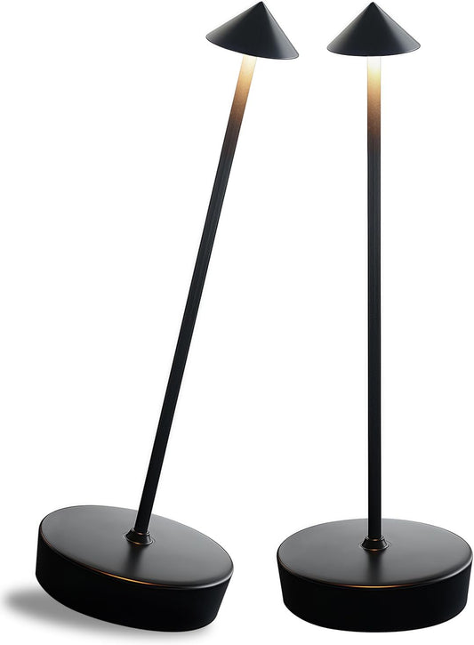 2 Packs Black Cordless Rechargeable Table Lamp 7200mAh Portable Touch Control LED Waterproof Table Lamp for Bar Bedroom Reading