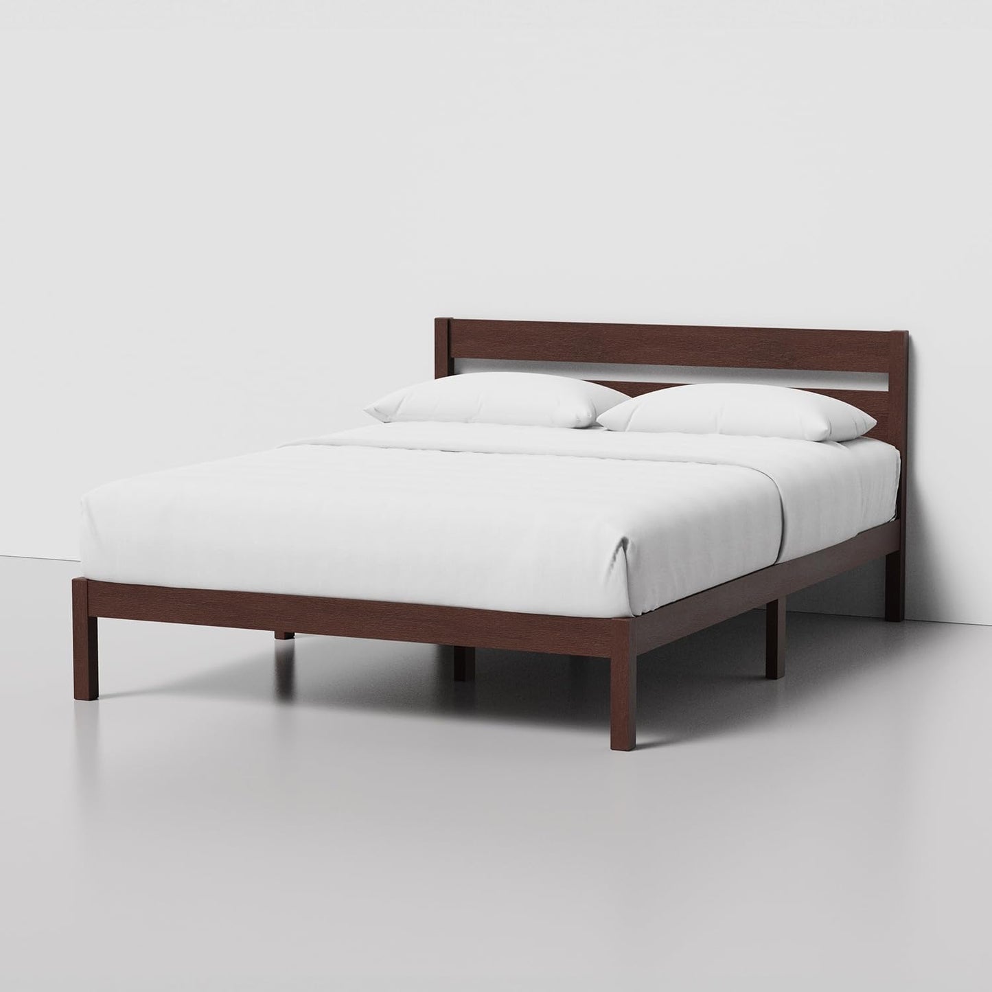 LIFEMENT Classic Wood Platform Bed Frame with Headboard, Essential, Noise Free, Under Bed Storage, No Box Spring Needed, Easy Assembly (Walnut, Queen (U.S. Standard))