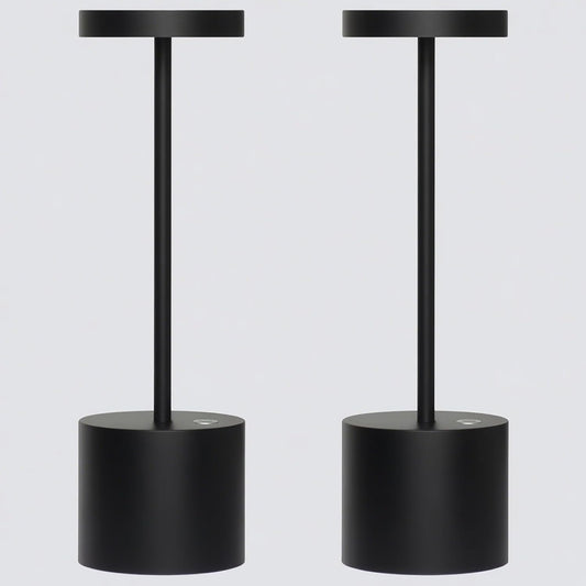 2 Pack Cordless Rechargeable Table Lamp, 3 Color Temperature & Dimmable, IP54 Waterproof Battery Operated Portable LED Light for Outdoor, Patio, Restaurant, Bedside, Shower (Matte Black)