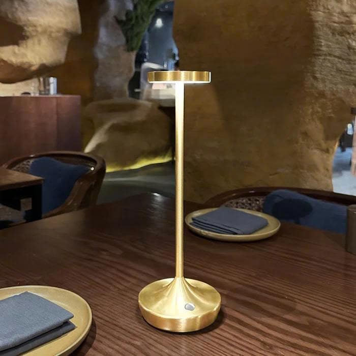 Rechargeable Table Lamp Cordless - 6000mAh Battery Operated LED Table Light - Portable Touch Dimmable Outdoor Waterproof Table Lamps for Patio Restaurant Dining (Gold)