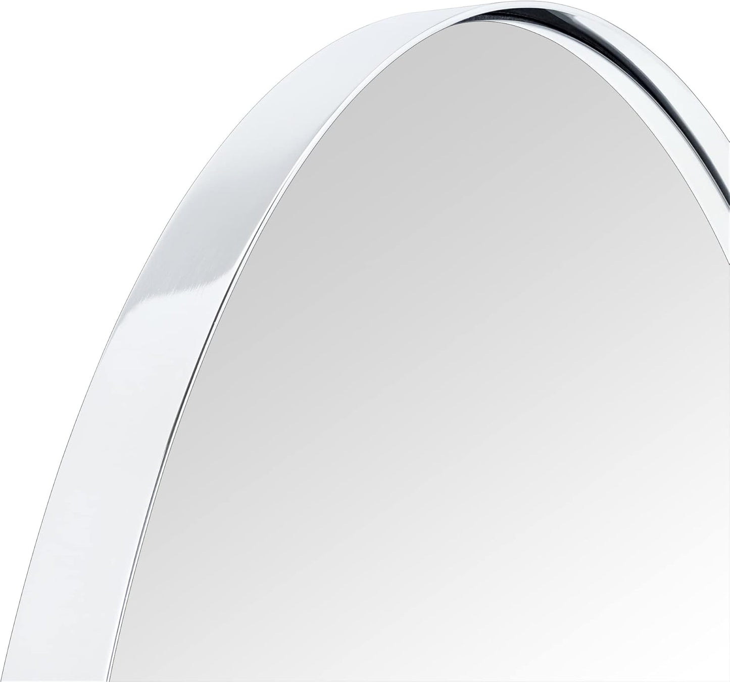 TEHOME 30 inch Chrome Round Polished Silver Circular Round Mirror for Bathroom Vanity, Entryway, Dresser or Mantel