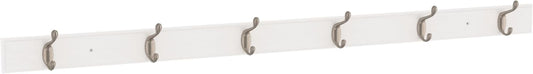 FRANKLIN BRASS Casual Curve Wall Mounted Pure White 45 in. Coat Rack, 6 Nickel Hooks, B46719K-PMN-R