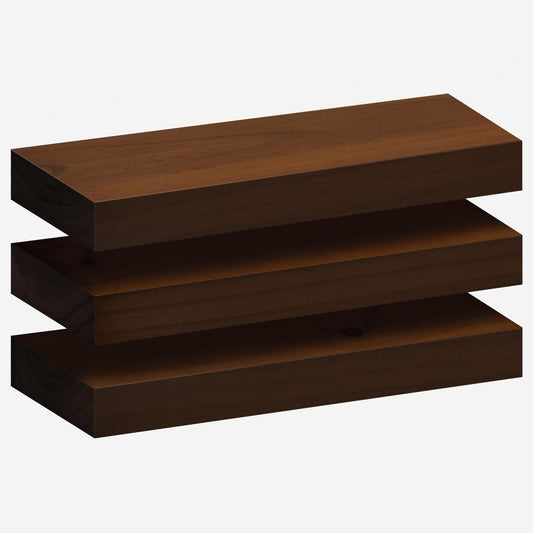 Homeforia Walnut Floating Bathroom Shelves, High End Solid Real Wood 16 inch Small Floating Shelf for Wall Mounted, Dark Brown 16inch Floating Shelves, Heavy Duty Bracket, 16 X 6.5 X 1.75 in, Set of 3