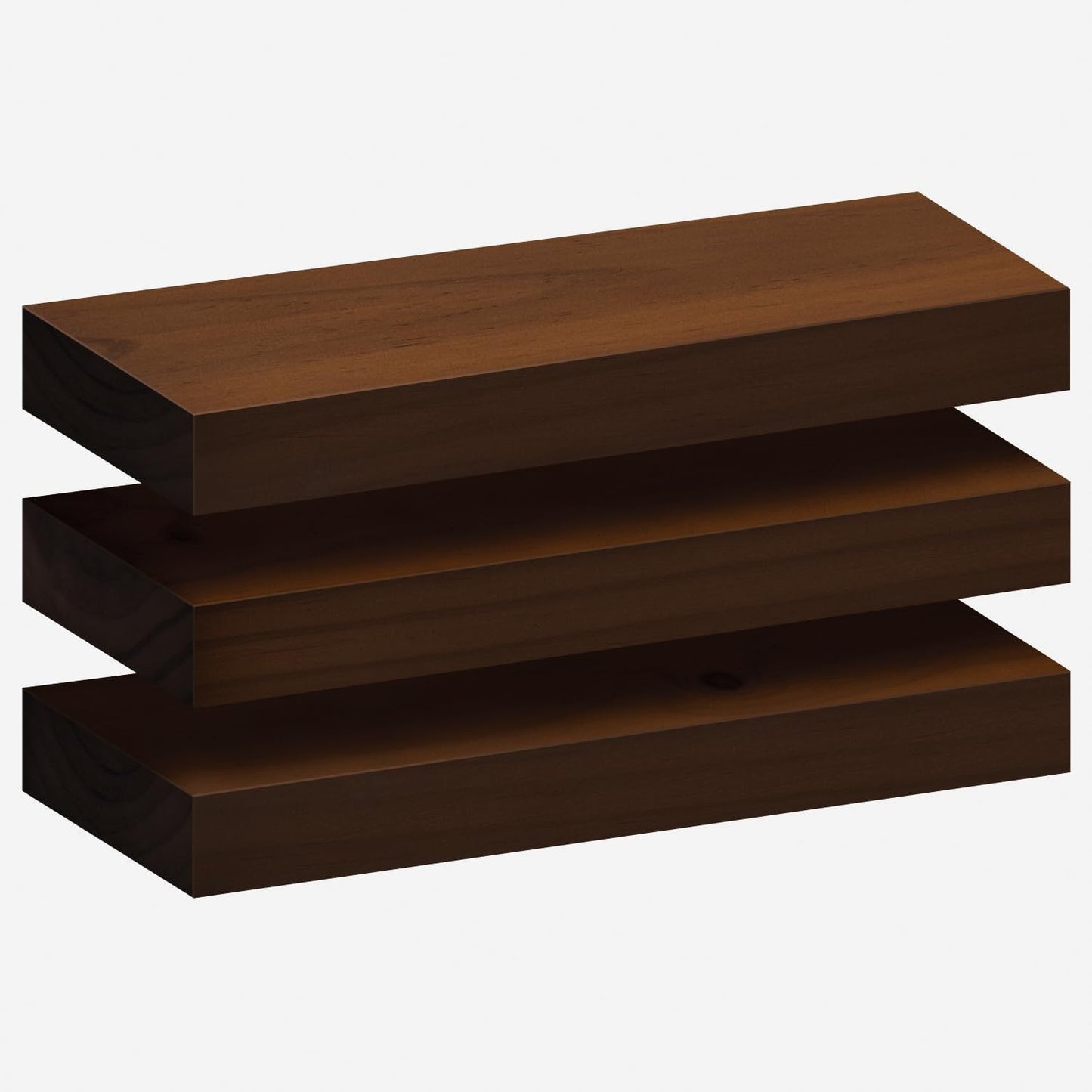 Homeforia Walnut Floating Bathroom Shelves, High End Solid Real Wood 16 inch Small Floating Shelf for Wall Mounted, Dark Brown 16inch Floating Shelves, Heavy Duty Bracket, 16 X 6.5 X 1.75 in, Set of 2