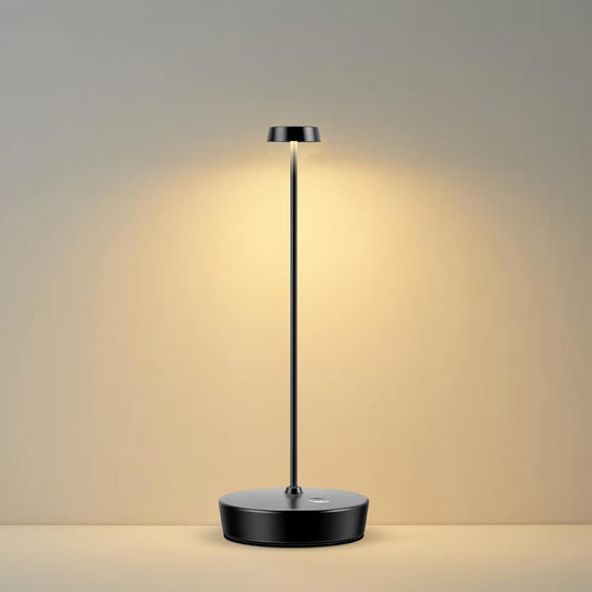 Cordless LED Table Lamp，Rechargeable Battery Desk Lamps, 3 Color Stepless Dimmable Metal Battery Table Lamps, Portable Table Light for Indoor/Outdoor/Restaurants/Bedroom/Bar