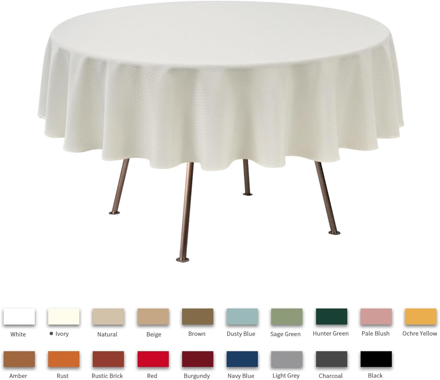 maxmill Round Weaved Texture Design Tablecloth Spill-Proof Wrinkle Free Soft Washable Table Cloth for Circular Table Cover, for Dining Room Buffet Banquet Parties Holiday Dinner, 70 Inch Ivory