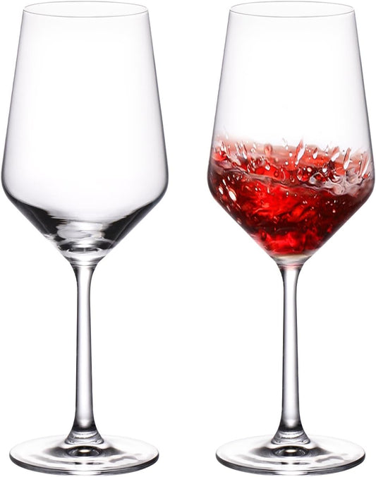 KAMMAK Wine Glasses Set of 2, 18 oz Hand Blown Crystal Bordeaux Wine Glasses, Thin Rim & Long Stem, Perfect for Red & White, Daily Use, Wedding Anniversary or Birthday Gift with Gift Box, S83BJ54