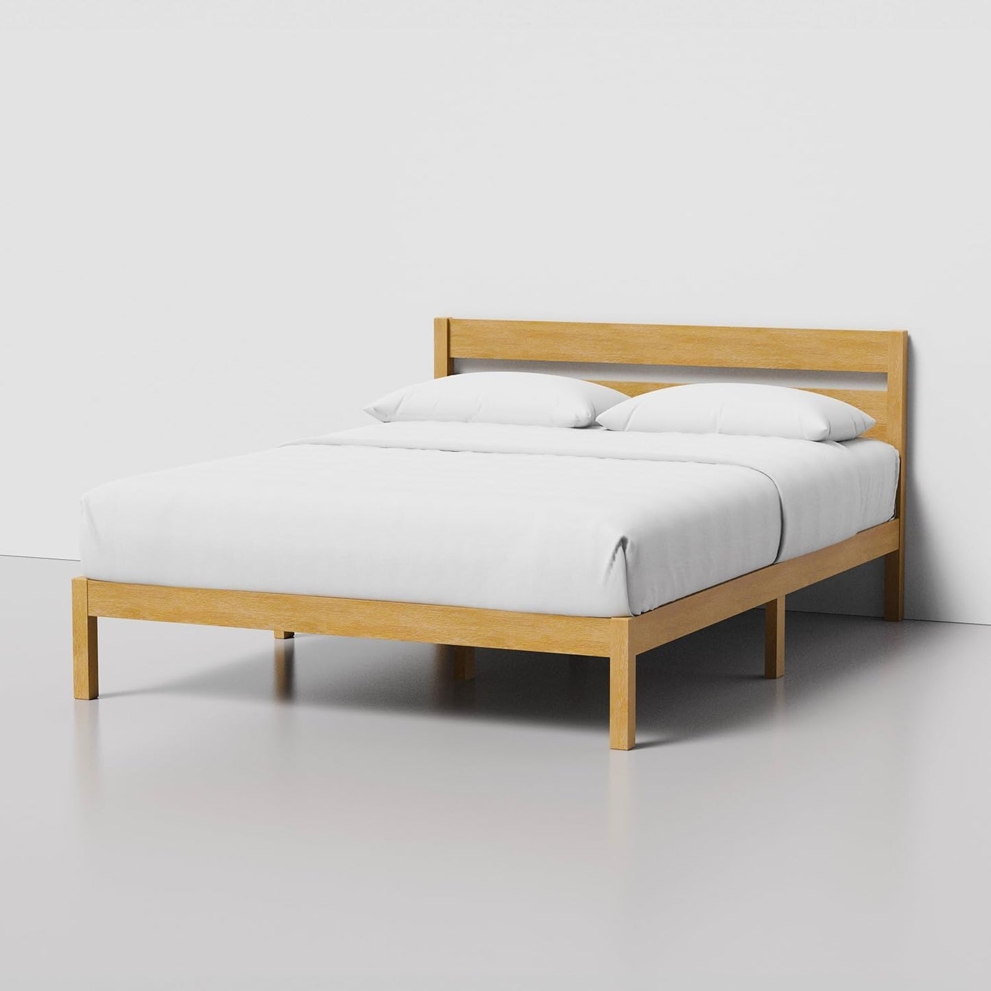 LIFEMENT Classic Wood Platform Bed Frame with Headboard, Essential, Noise Free, Under Bed Storage, No Box Spring Needed, Easy Assembly (Natural, Queen (U.S. Standard))