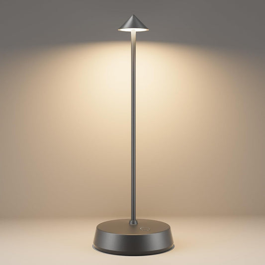 Cordless Table Lamps Rechargeable, 6000mAh LED Battery Operated Desk Lamp, Portable Outdoor Waterproof Touch Stepless Dimmable Wireless Table Light for Dining Restaurant Home Patio (Grey-1PC)