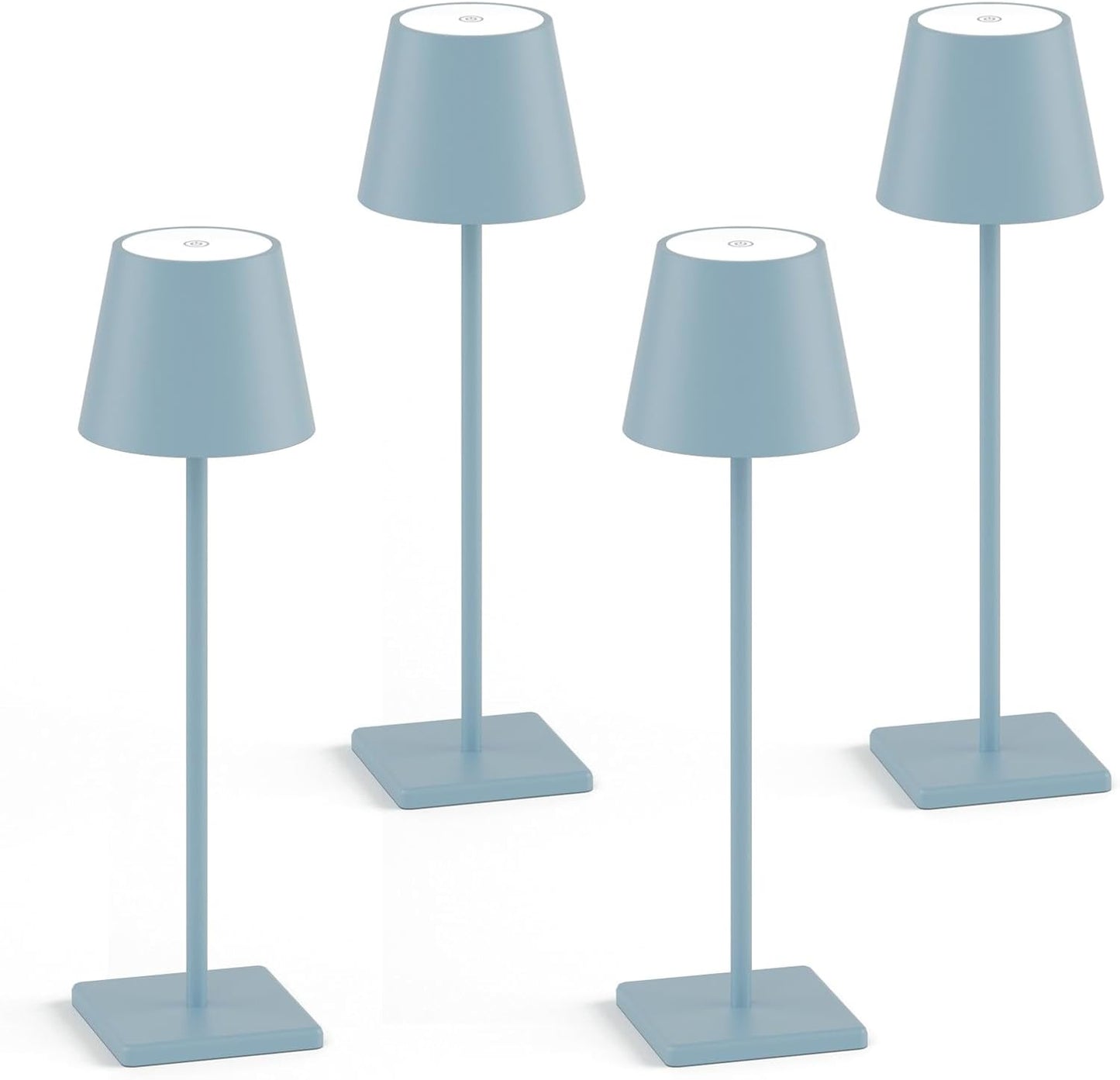 4 Packs Rechargeable LED Table Lamp,6000mAh Outdoor Cordless Desk Lamp Waterproof Portable, Stepless Dimmable Lamps for Restaurant/Bedroom/Outdoor (Blue)