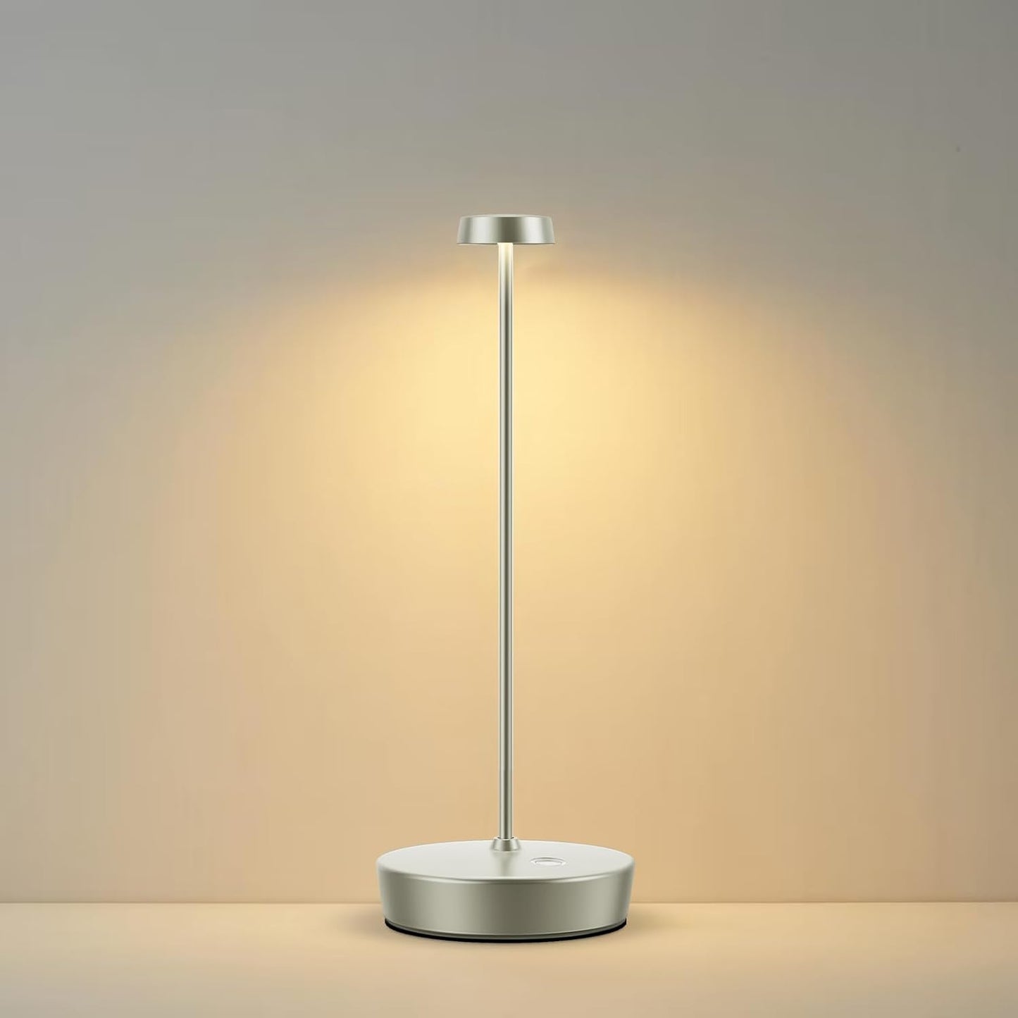 Cordless LED Table Lamp，Rechargeable Battery Desk Lamps, 3 Color Stepless Dimmable Metal Battery Table Lamps, Portable Table Light for Indoor/Outdoor/Restaurants/Bedroom/Bar