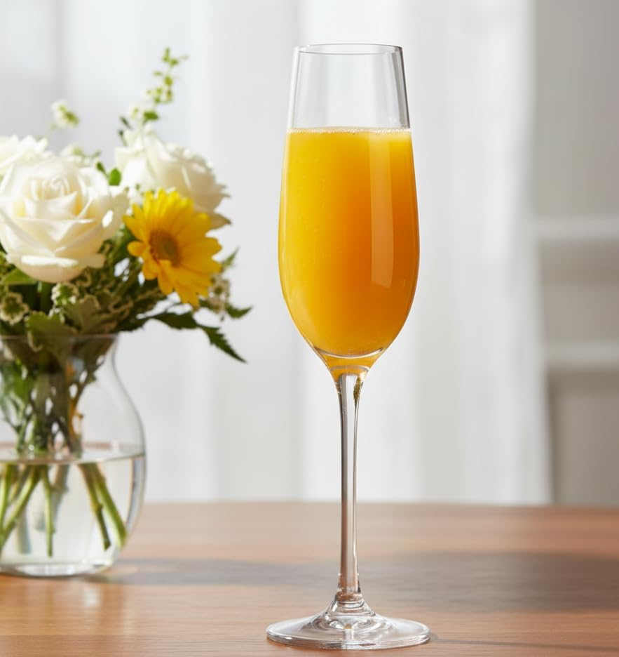 Champagne Glasses | Made in Europe | Set of 4 | Sheer Rim | 7 Fl. Oz. | 100% Lead-Free Crystal | Clear Sparkling Champagne Flutes | Perfect for Special Occasions | Gift Idea