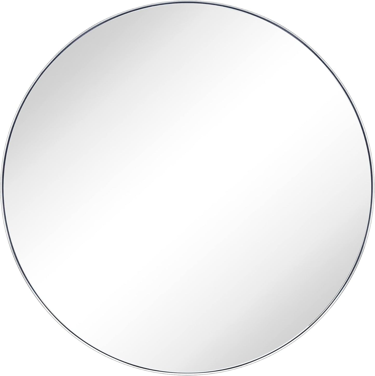 TEHOME 30 inch Chrome Round Polished Silver Circular Round Mirror for Bathroom Vanity, Entryway, Dresser or Mantel