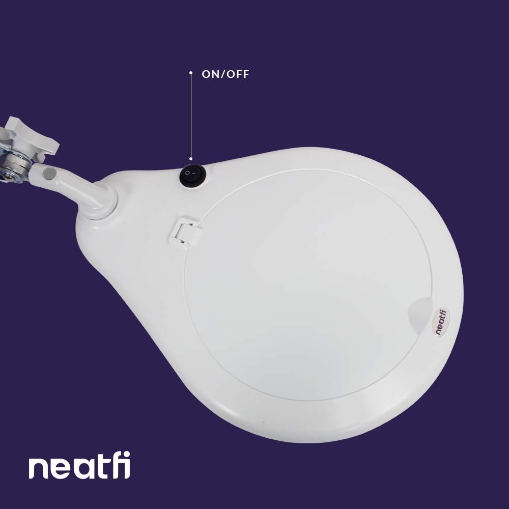 Neatfi Magnifying Lamp, 5 Diopter Glass Lens, 6500K Color Temperature, Eye-Friendly, Task Light for Sewing, Painting, Jewelry Making, and Reading (White, 7-Inch Lens with Clamp)