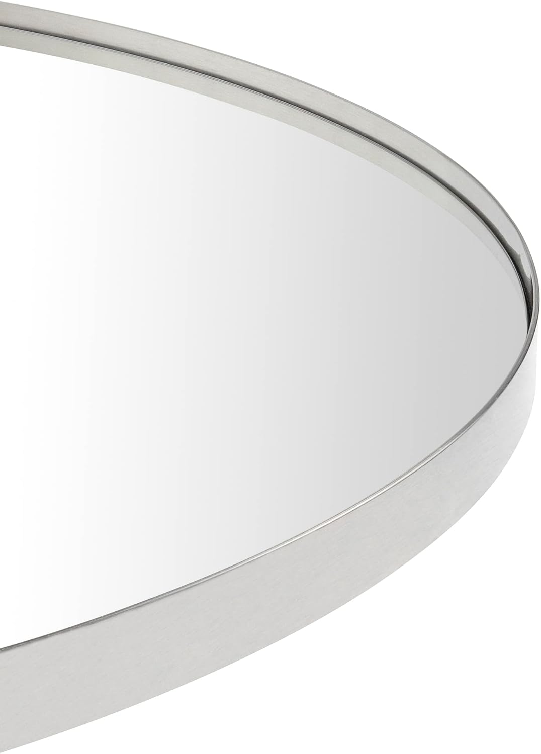 TEHOME 30 inch Brushed Nickel Round Brushed Silver Circular Round Mirror for Bathroom Vanity, Entryway, Dresser or Mantel