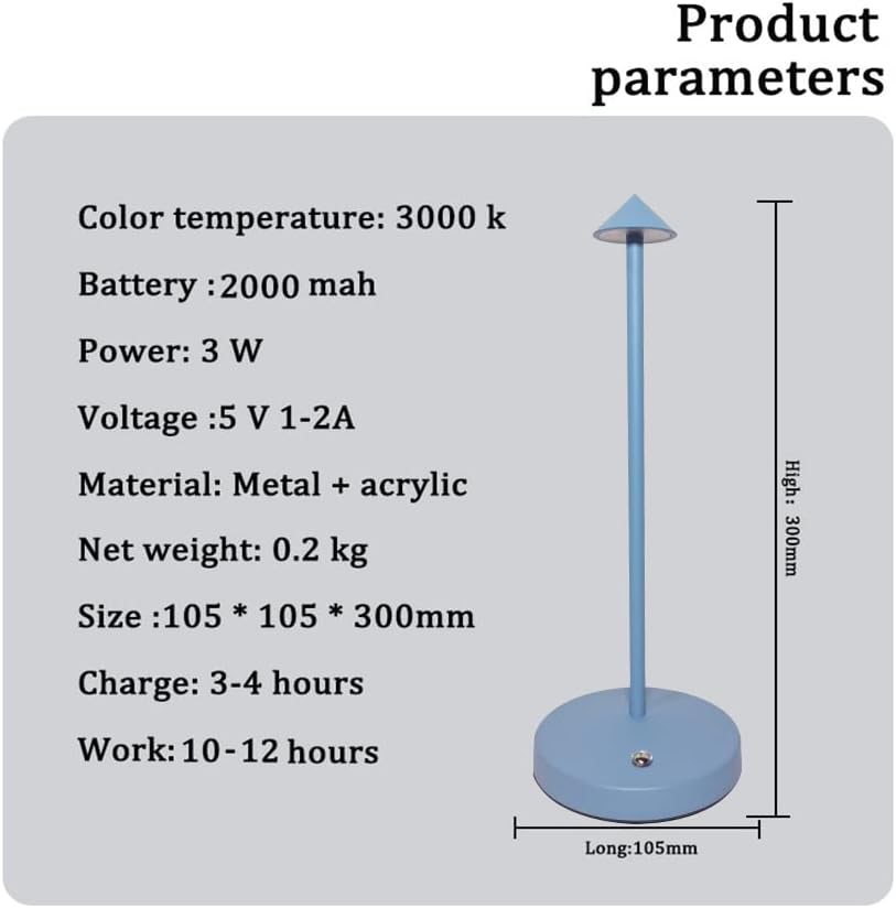 Cordless Table Lamps,Rechargeable Led Touch Bar Lamp,Portable Battery Desk Lamp,Brightness Dimmable Small Table Lamps,Minimalist Design,for Living Room/Restaurant/Couple Dinner/(Blue)
