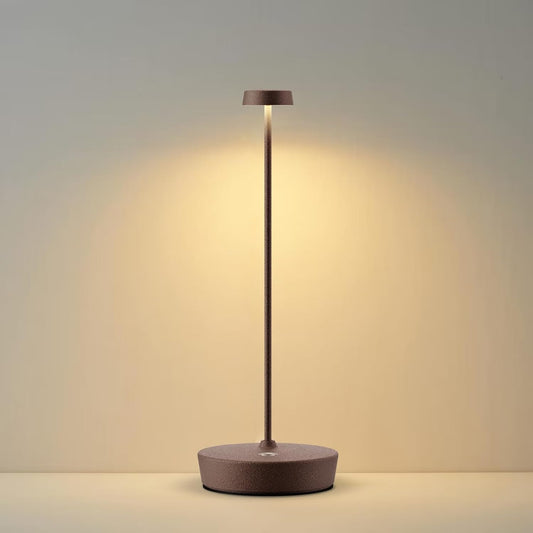 Cordless LED Table Lamp，Rechargeable Battery Desk Lamps, 3 Color Stepless Dimmable Metal Battery Table Lamps, Portable Waterproof Table Light for Indoor/Outdoor/Restaurant (Rust)