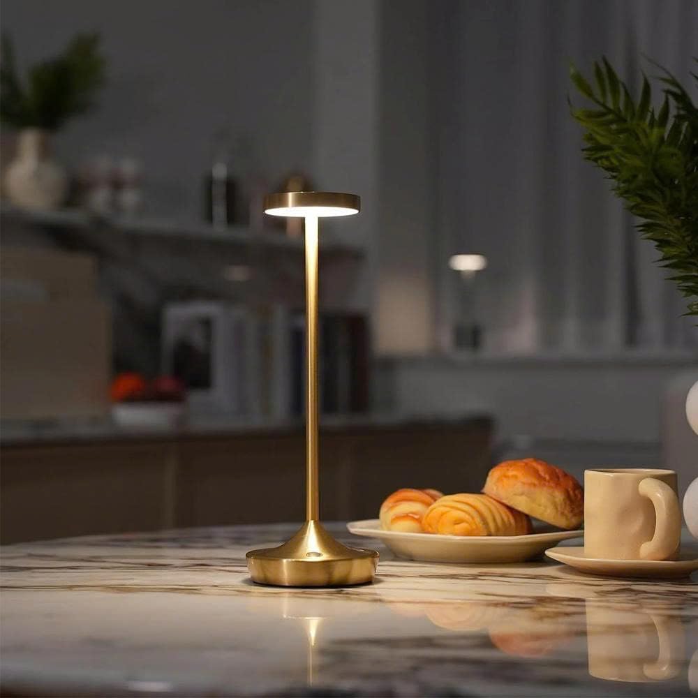 Rechargeable Table Lamp Cordless - 6000mAh Battery Operated LED Table Light - Portable Touch Dimmable Outdoor Waterproof Table Lamps for Patio Restaurant Dining (Gold)