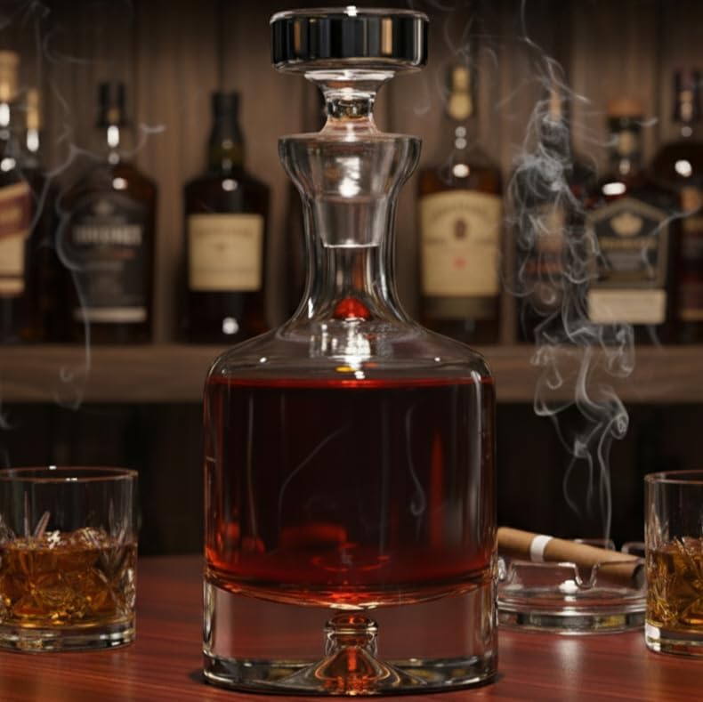 Ravenscroft Crystal | Elegant European-Made Hand-Blown Taylor Decanter w/Stopper | 100% Lead-Free Crystalline | 35 FL Oz | Gift-Boxed