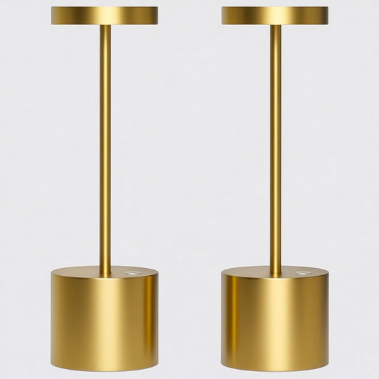 2 Pack Cordless Rechargeable Table Lamp, 3 Color Temperature & Dimmable, IP54 Waterproof Battery Operated Portable LED Light for Outdoor, Patio, Restaurant, Bedside, Shower (Glossy Gold)